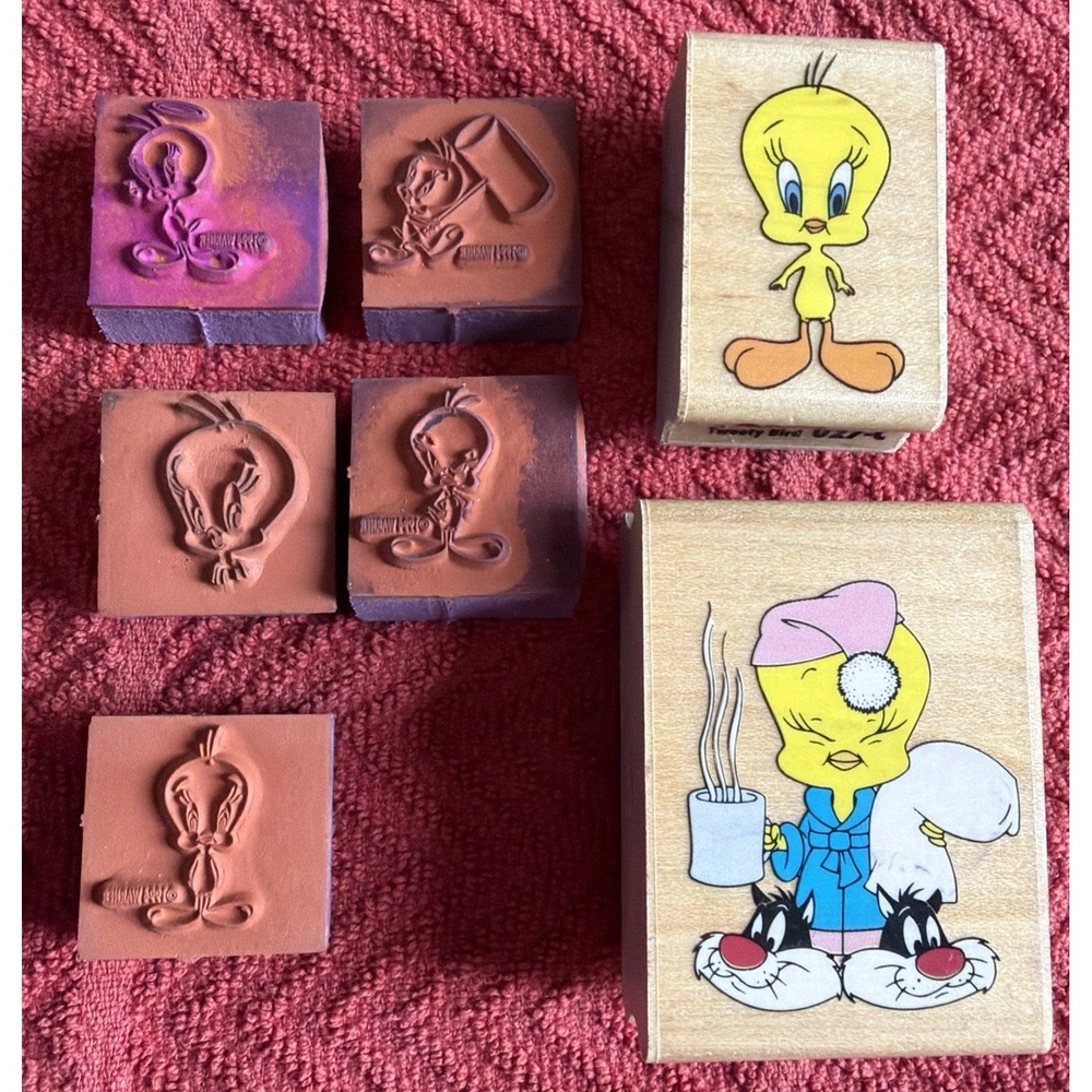 Rubber Stampede Looney Tunes Bed Time Tweety Bird Wood Mounted Rubber Stamp Foam